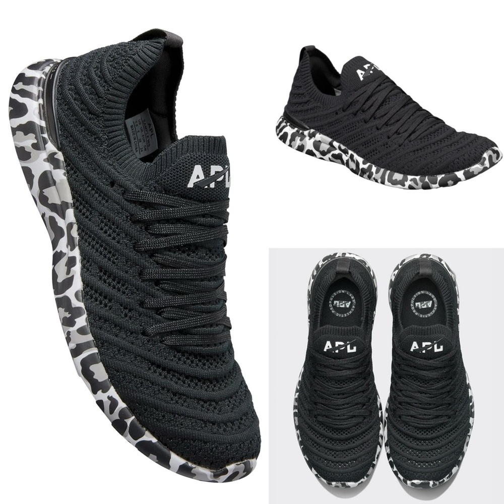 APL Black Knit Athletic Shoes with Camouflage Sole